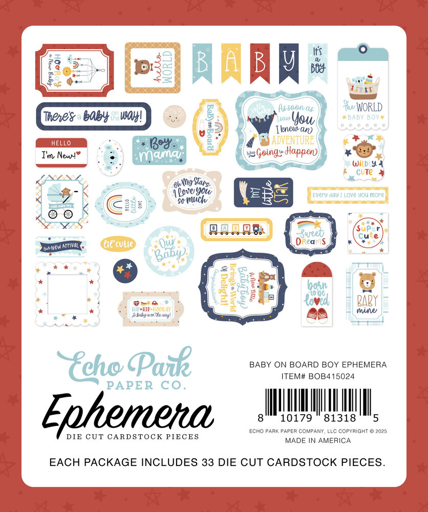 Echo Park Baby On Board It's a Boy! Ephemera (BOB415024) Echo Park Baby On Board It's a Boy! Ephemera (BOB415024)