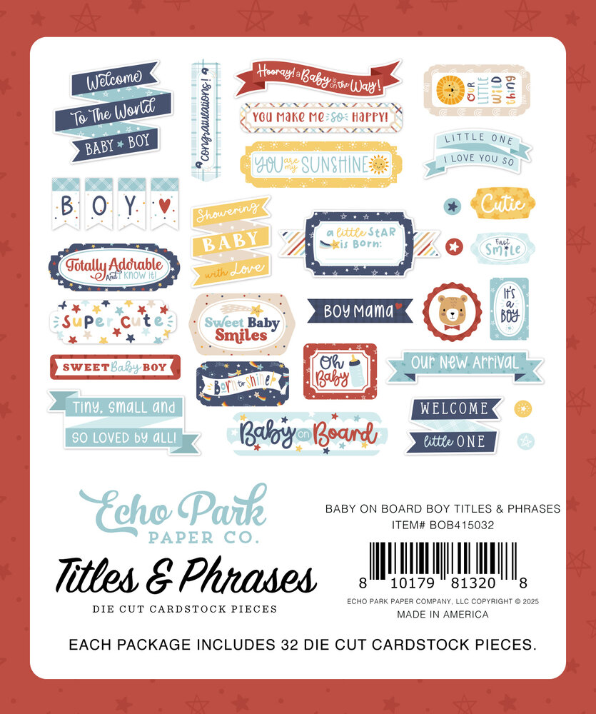 Echo Park Baby On Board It's a Boy! Titles & Phrases (BOB415032) Echo Park Baby On Board It's a Boy! Titles & Phrases (BOB415032)