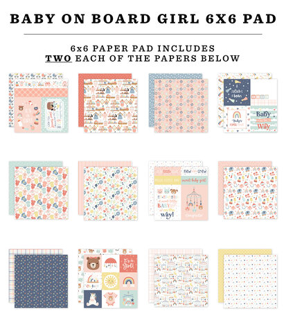 Echo Park Baby On Board It's a Girl! 6x6 Inch Paper Pad (BOG414023)