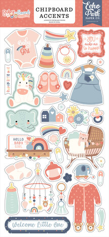 Echo Park Baby On Board It's a Girl! Chipboard Accents (BOG414021)