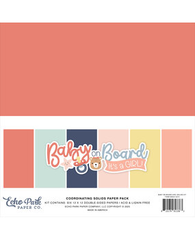Echo Park Baby On Board It's a Girl! 12x12 Inch Coordinating Solids Paper Pad (BOG414015)