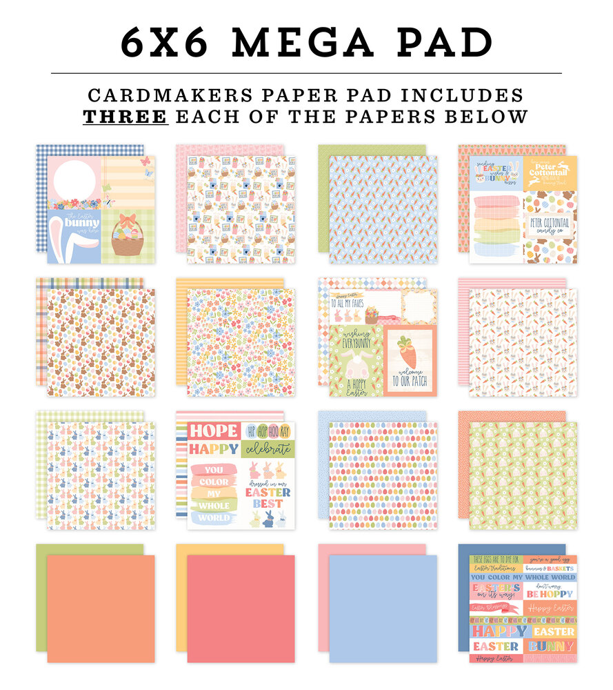 Echo Park Bunnies And Baskets 6x6 Inch Cardmakers Mega Pad (BUB412031)