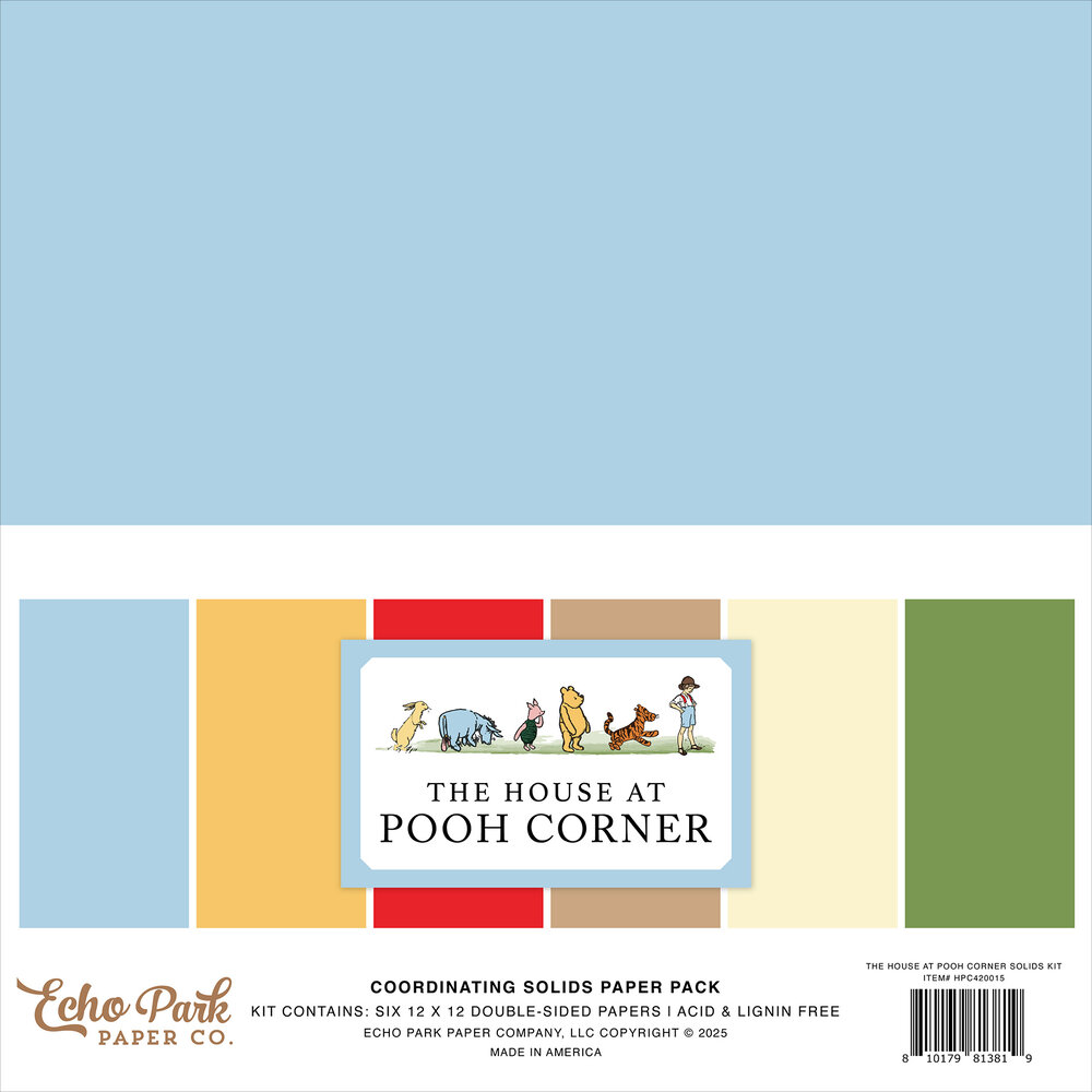 Echo Park The House At Pooh Corner 12x12 Inch Coordinating Solids Paper Pack (HPC420015)