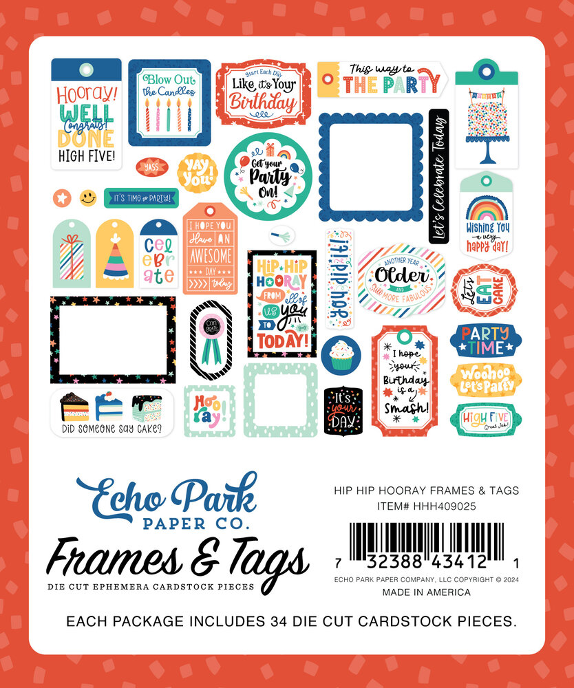 Echo Park Hip Hip Hooray Frames & Tags (HHH409025) Echo Park Hip Hip Hooray Frames & Tags (HHH409025)