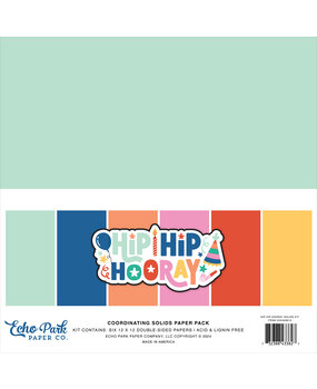 Echo Park Hip Hip Hooray 12x12 Inch Coordinating Solids Paper Pad (HHH409015)