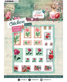 Studio Light Sending You Love A6 Stickers Postage Stamps & Quotes (JMA-SYL-STIC36) (DISCONTINUED)