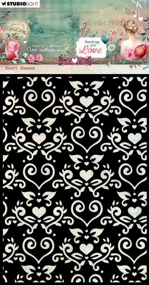 Studio Light Sending You Love Mask Heart Damask (JMA-SYL-MASK316) (DISCONTINUED)