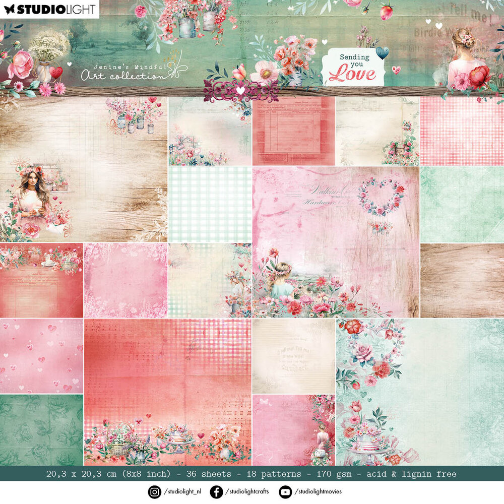 Studio Light Sending You Love 8x8 Inch Backgrounds Paper Pad (JMA-SYL-DPP289) (DISCONTINUED)