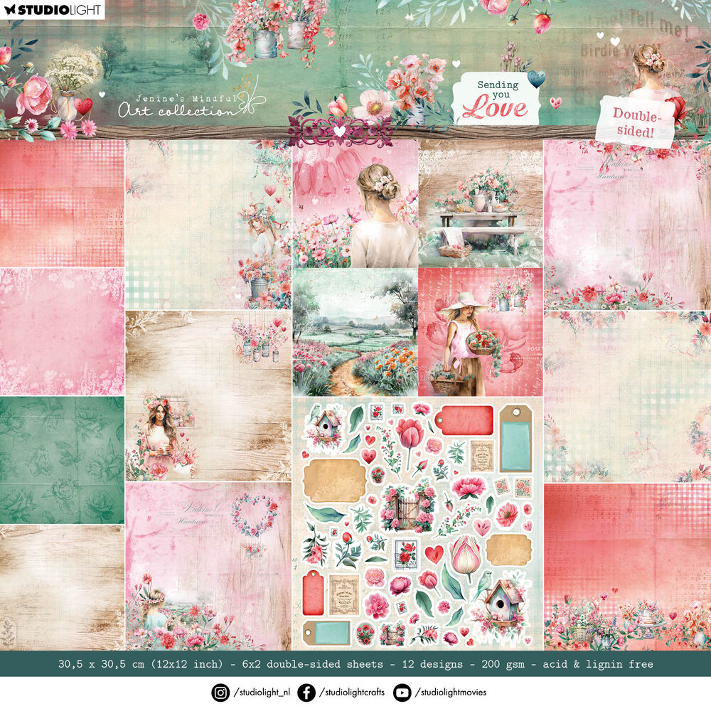 Studio Light Sending You Love 12x12 Inch Scrapbooking Paper Pad (JMA-SYL-DPP288) (DISCONTINUED)
