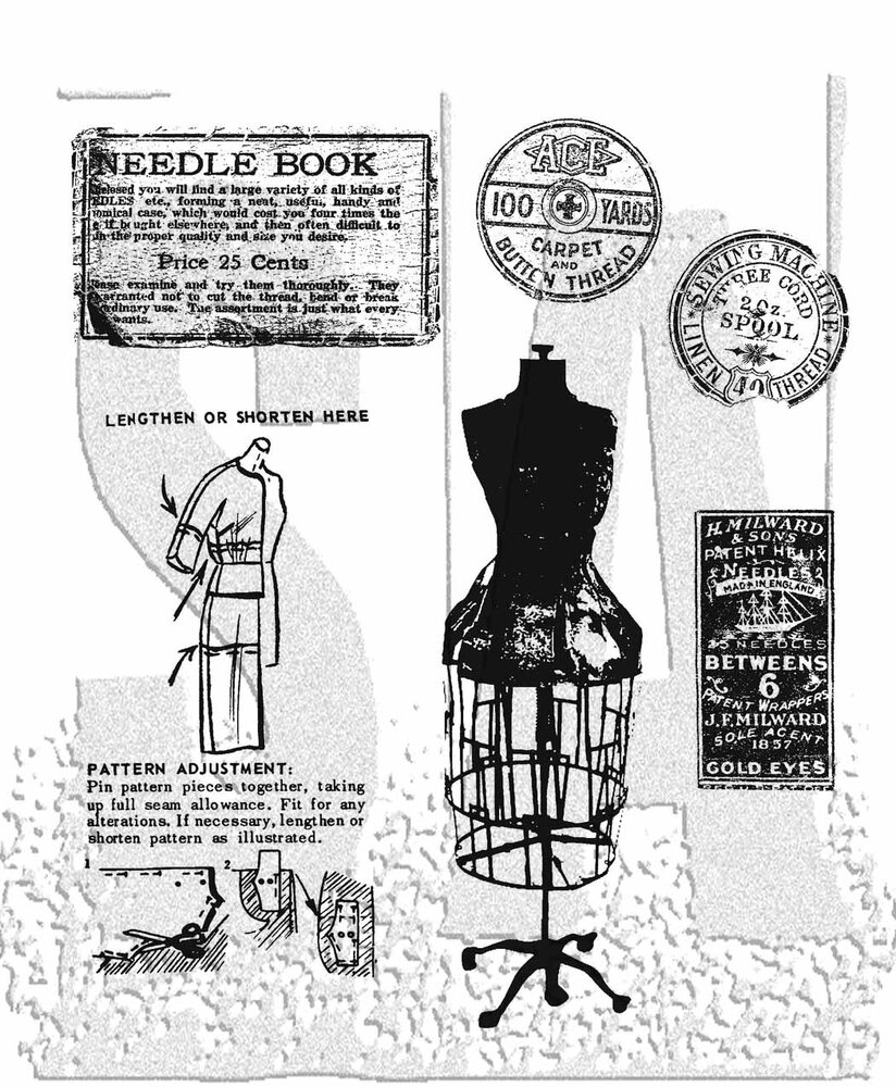 Stampers Anonymous Haberdashery Tim Holtz Cling Stamps (CMS105) Stampers Anonymous Haberdashery Tim Holtz Cling Stamps (CMS105)