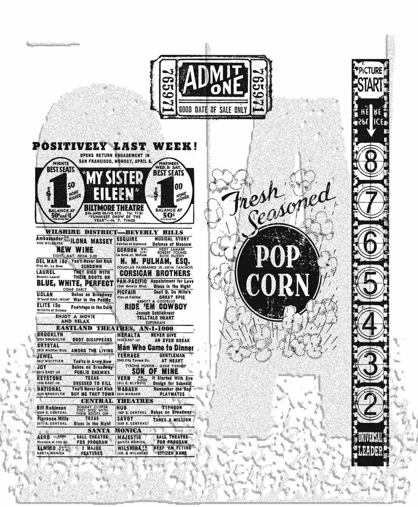 Stampers Anonymous At The Movies Tim Holtz Cling Stamps (CMS081) Stampers Anonymous At The Movies Tim Holtz Cling Stamps (CMS081)