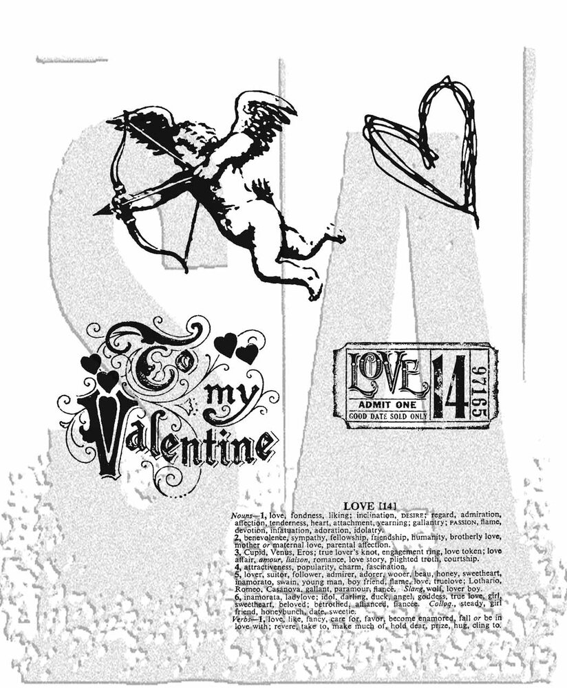 Stampers Anonymous Love Struck Tim Holtz Cling Stamps (CMS082) Stampers Anonymous Love Struck Tim Holtz Cling Stamps (CMS082)