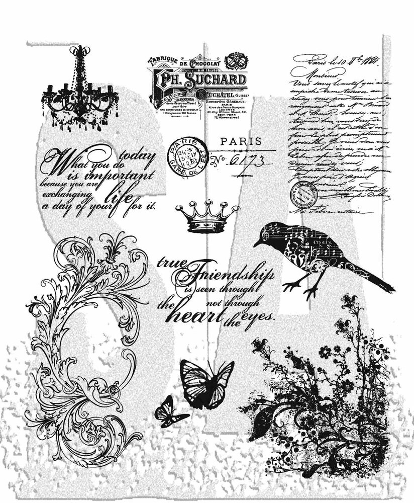 Stampers Anonymous Shabby French Tim Holtz Cling Stamps (CMS087) Stampers Anonymous Shabby French Tim Holtz Cling Stamps (CMS087)