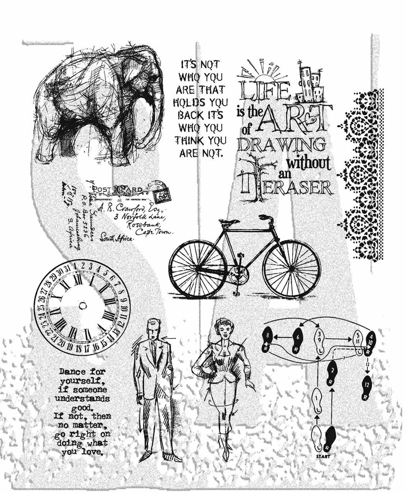 Stampers Anonymous Purely Random Tim Holtz Cling Stamps (CMS088)