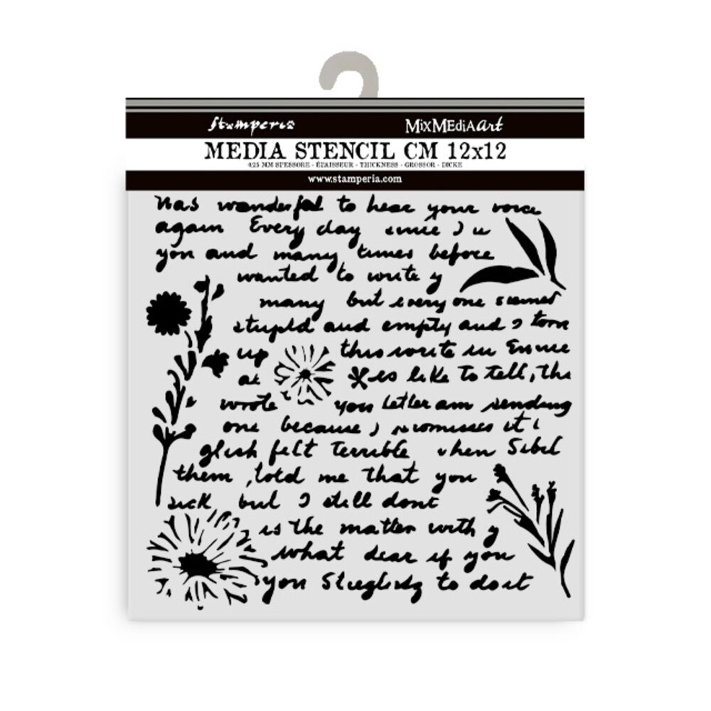 Stamperia Writings Pattern Thick Stencil 12x12cm (KSTDS20)