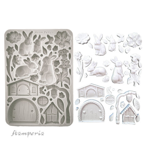 Stamperia Rabbit and Flowers A5 Silicon Mould (KACMA566) Stamperia Rabbit and Flowers A5 Silicon Mould (KACMA566)