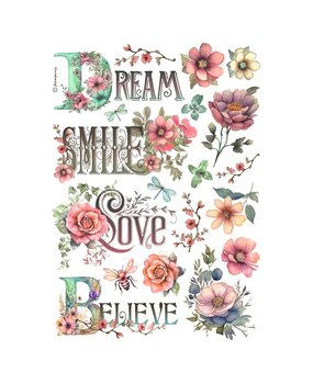 Stamperia Dream, Smile, Love, Believe A4 Rice Paper (6pcs) (DFSA4992) Stamperia Dream, Smile, Love, Believe A4 Rice Paper (6pcs) (DFSA4992)