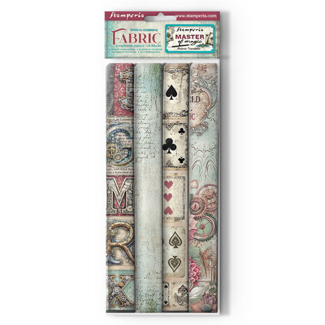 Stamperia Master of Magic 12x12 Inch Fabric Sheet (4pcs) (SBPLT42) (DISCONTINUED) Stamperia Master of Magic 12x12 Inch Fabric Sheet (4pcs) (SBPLT42) (DISCONTINUED)