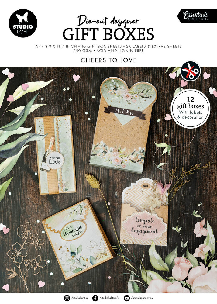 Studio Light Cheers to Love A4 Essentials Die-cut Designer Gift Boxes (SL-ES-DCPP284) (DISCONTINUED)