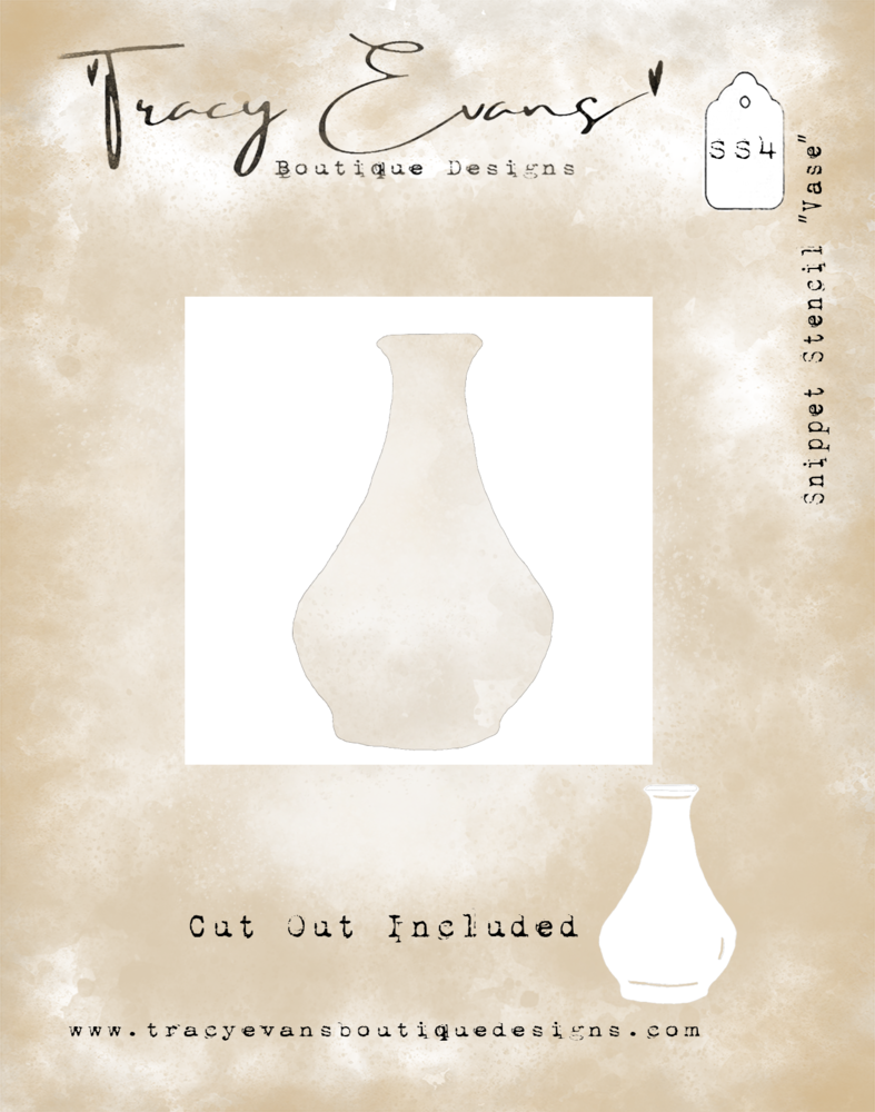 Tracy Evans Vase 4x4 Inch Snippet Stencil (SS004)