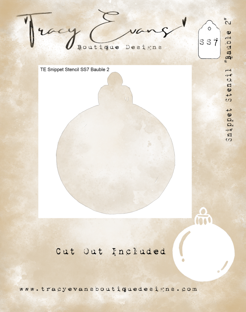 Tracy Evans Bauble 2 4x4 Inch Snippet Stencil (SS007)