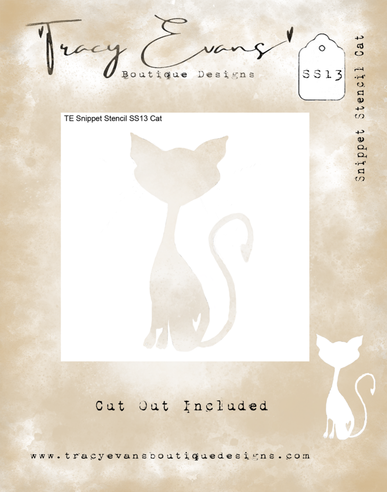 Tracy Evans Cat 4x4 Inch Snippet Stencil (SS013)