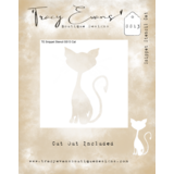 Tracy Evans Cat 4x4 Inch Snippet Stencil (SS013)