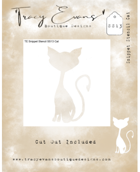 Tracy Evans Cat 4x4 Inch Snippet Stencil (SS013)