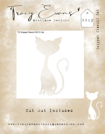 Tracy Evans Cat 4x4 Inch Snippet Stencil (SS013)