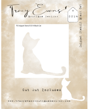 Tracy Evans Black Cat 4x4 Inch Snippet Stencil (SS014)