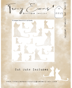 Tracy Evans Cat Family 4x4 Inch Snippet Stencil (SS015) Tracy Evans Cat Family 4x4 Inch Snippet Stencil (SS015)