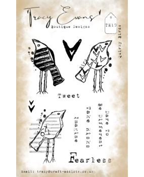 Tracy Evans Quirky Birds A6 Stamp (TE010)