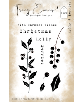 Tracy Evans Holly and Berries A7 Stamp (TE021)