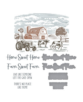 Spellbinders Farm Sweet Farm Registration BetterPress Plate & Die Set (BPR-019) Spellbinders Farm Sweet Farm Registration BetterPress Plate & Die Set (BPR-019)
