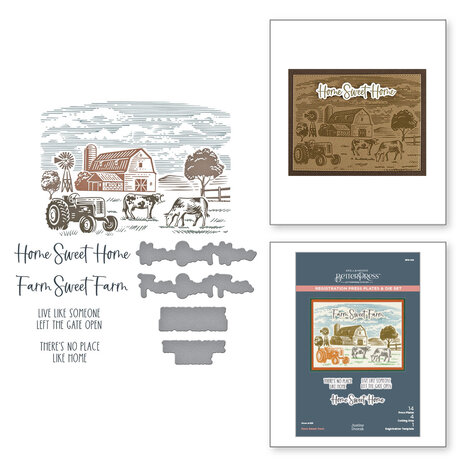 Spellbinders Farm Sweet Farm Registration BetterPress Plate & Die Set (BPR-019) (DISCONTINUED) Spellbinders Farm Sweet Farm Registration BetterPress Plate & Die Set (BPR-019) (DISCONTINUED)
