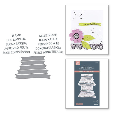Spellbinders Italian Sentiments BetterPress Plate & Die Set (BP-265) Spellbinders Italian Sentiments BetterPress Plate & Die Set (BP-265)
