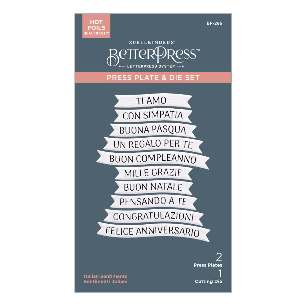 Spellbinders Italian Sentiments BetterPress Plate & Die Set (BP-265) Spellbinders Italian Sentiments BetterPress Plate & Die Set (BP-265)