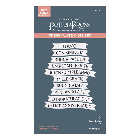 Spellbinders Italian Sentiments BetterPress Plate & Die Set (BP-265) Spellbinders Italian Sentiments BetterPress Plate & Die Set (BP-265)