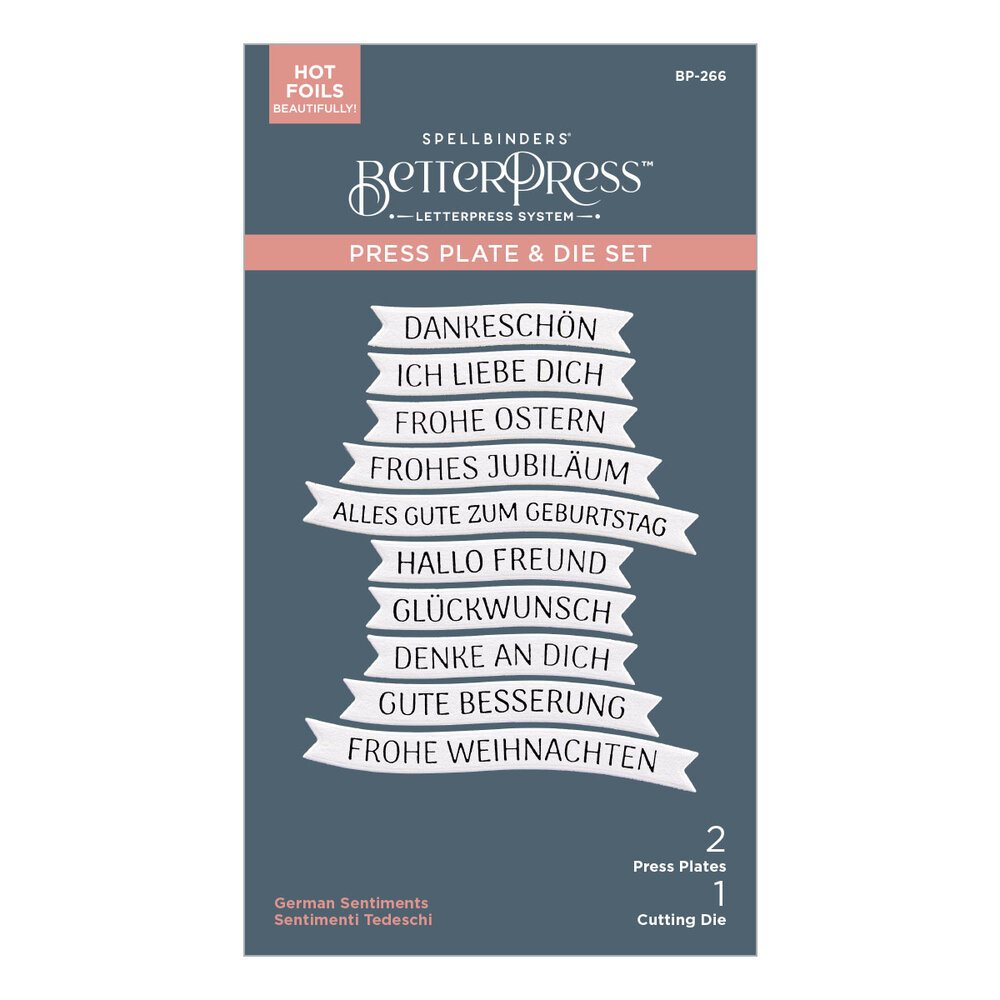Spellbinders German Sentiments BetterPress Plate & Die Set (BP-266) Spellbinders German Sentiments BetterPress Plate & Die Set (BP-266)