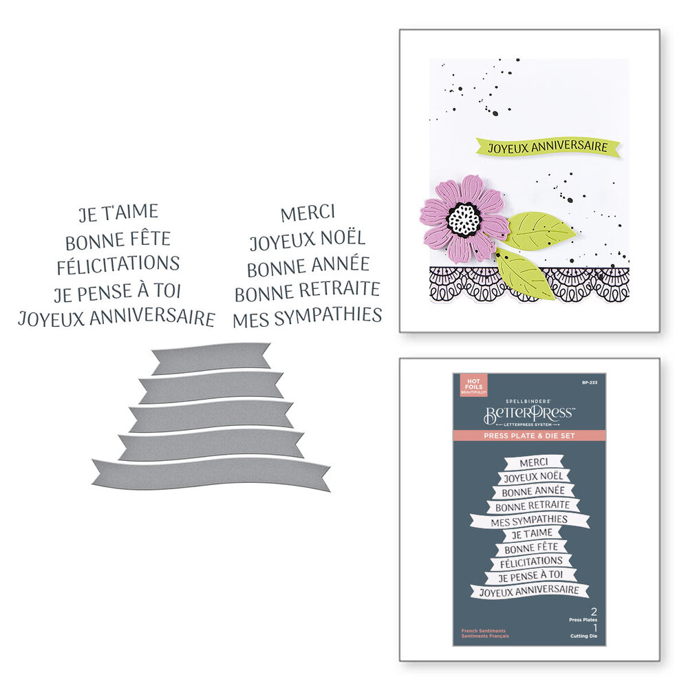 Spellbinders French Sentiments BetterPress Plate & Die Set (BP-233) Spellbinders French Sentiments BetterPress Plate & Die Set (BP-233)