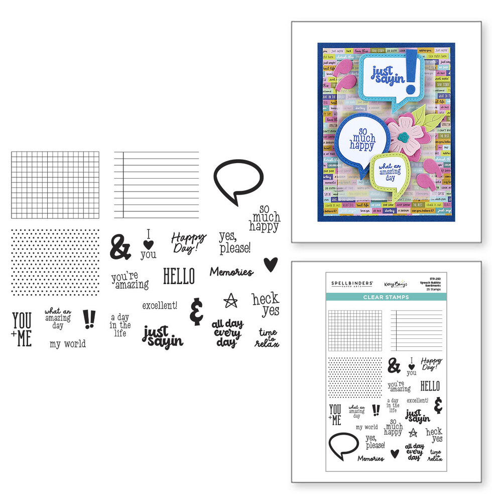 Spellbinders Speech Bubbles Sentiments Clear Stamp Set (STP-250)