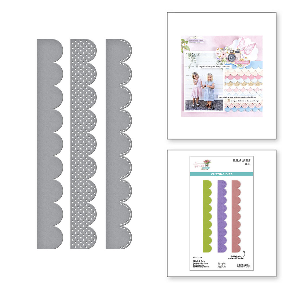 Spellbinders Stitch & Dots Scallop Borders Etched Dies (S3-536) Spellbinders Stitch & Dots Scallop Borders Etched Dies (S3-536)