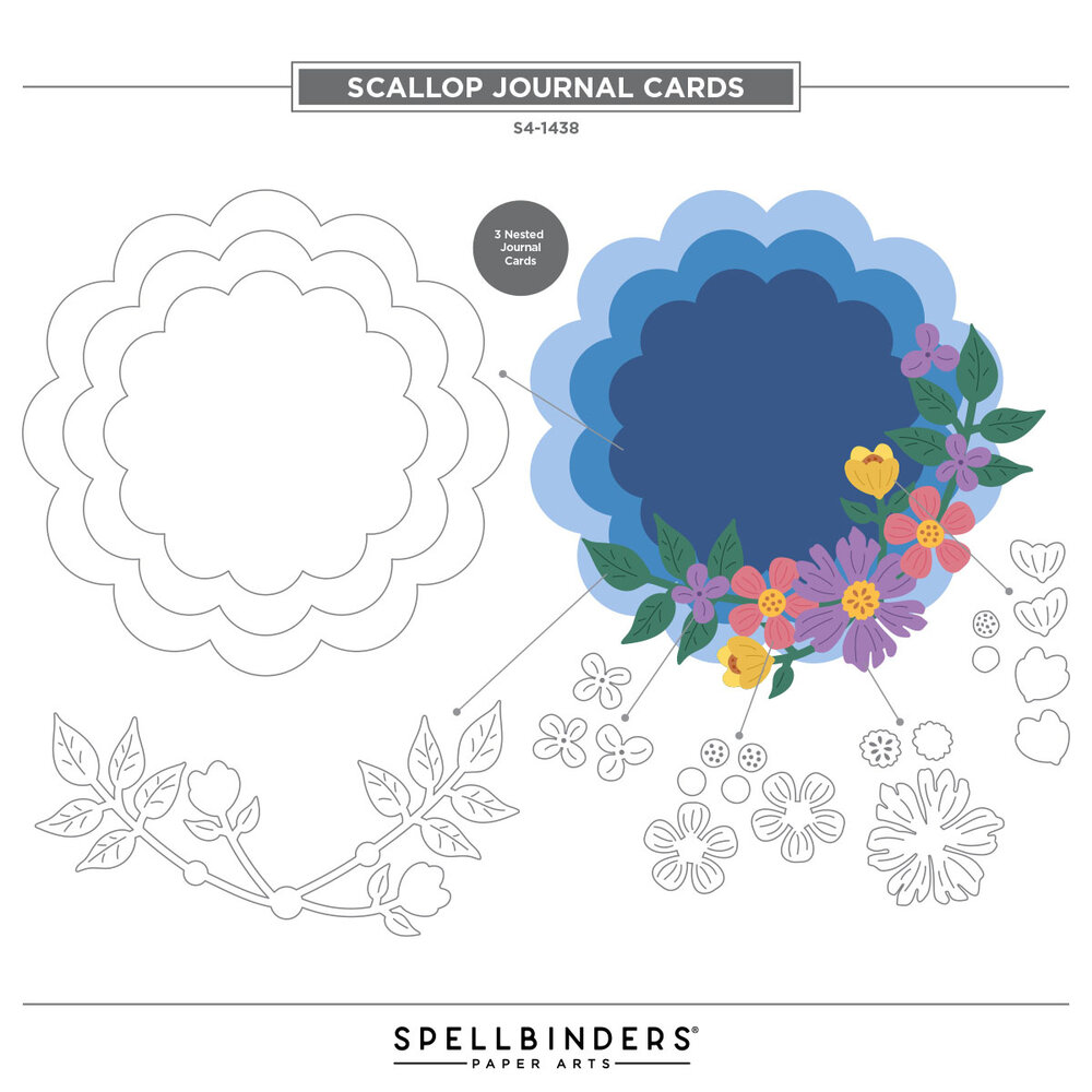 Spellbinders Scallop Journal Cards Etched Dies (S4-1438 ) Spellbinders Scallop Journal Cards Etched Dies (S4-1438 )
