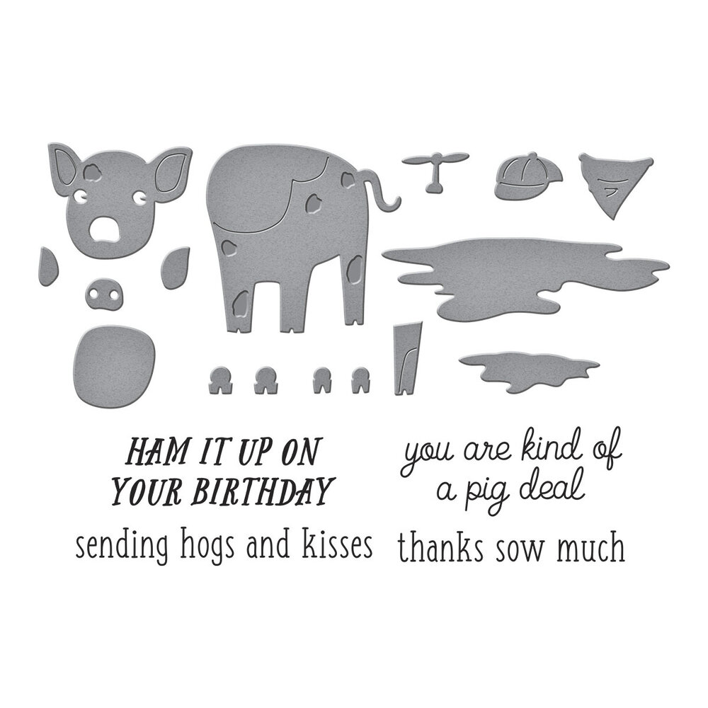Spellbinders Ham It Up Clear Stamp & Die Set (SDS-199) Spellbinders Ham It Up Clear Stamp & Die Set (SDS-199)
