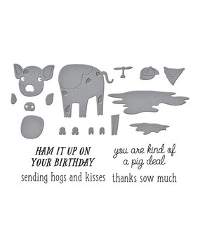 Spellbinders Ham It Up Clear Stamp & Die Set (SDS-199) Spellbinders Ham It Up Clear Stamp & Die Set (SDS-199)