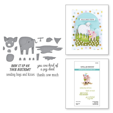 Spellbinders Ham It Up Clear Stamp & Die Set (SDS-199) Spellbinders Ham It Up Clear Stamp & Die Set (SDS-199)