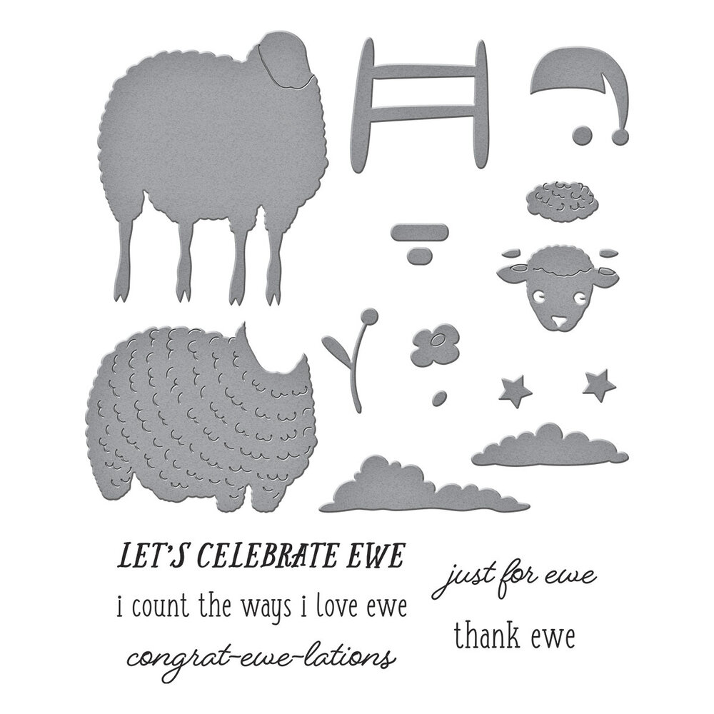Spellbinders Counting Sheep Clear Stamp & Die Set (SDS-200) Spellbinders Counting Sheep Clear Stamp & Die Set (SDS-200)