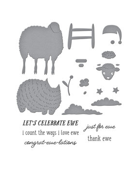 Spellbinders Counting Sheep Clear Stamp & Die Set (SDS-200) Spellbinders Counting Sheep Clear Stamp & Die Set (SDS-200)