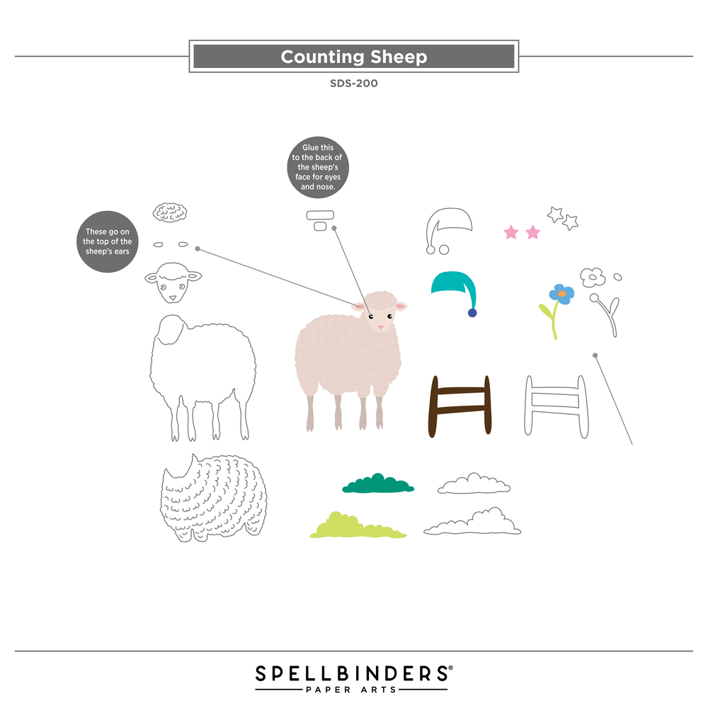 Spellbinders Counting Sheep Clear Stamp & Die Set (SDS-200) Spellbinders Counting Sheep Clear Stamp & Die Set (SDS-200)