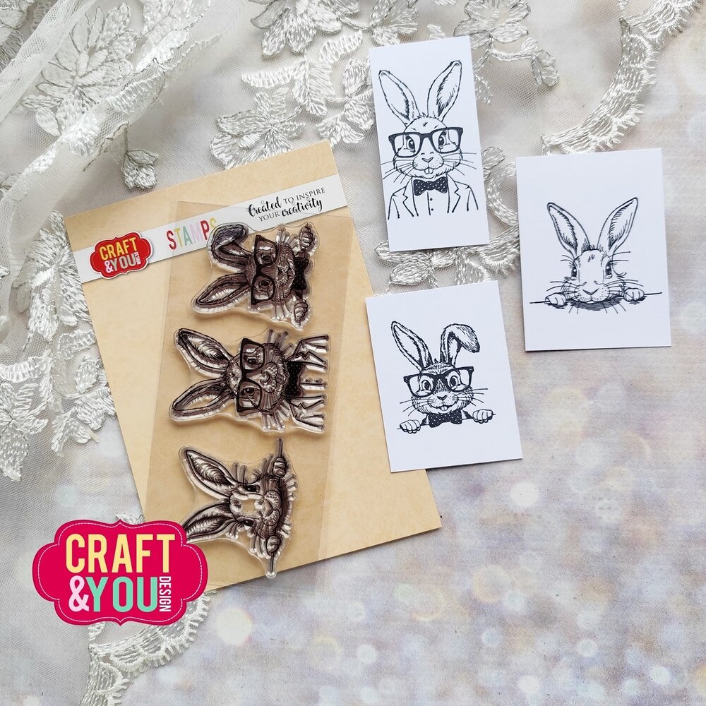 Craft & You Design Funny Bunnies Set Stamps (CYD-CS048) Craft & You Design Funny Bunnies Set Stamps (CYD-CS048)